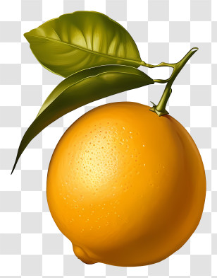 Lemon - Vibrant Orange Citrus With Leaves Transparent PNG