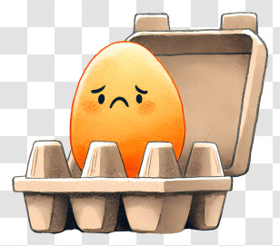 Sad Egg In Egg Carton - Lonely Sad Egg Illustration Transparent PNG