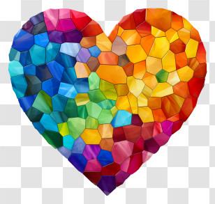 Lgbt Valentine - Rainbow Stained Glass Heart Transparent PNG