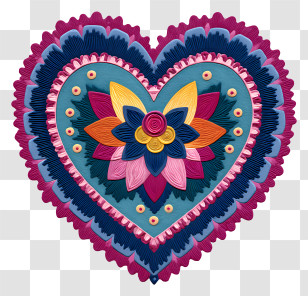Heart Mandala - Heart-Shaped Floral Design Transparent PNG