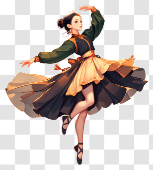 Anime Dancer - Poised Ballet Dancer In Flowing Dress Transparent PNG