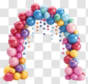 Birthday Balloon Arch Vector 3d - Vibrant Colorful Balloon Arch For Party Occasions Transparent PNG