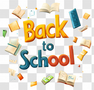 Back To School - Colorful Back To School Text With Books Transparent PNG