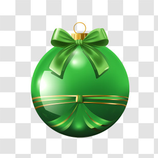 Christmas Ball - Green Christmas Ornament With Elegant Bow Transparent PNG