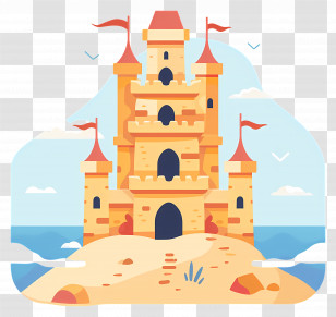 Sand Castle - Sandcastle On The Beach Transparent PNG