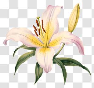 Watercolor Painting - Yellow And White Lily Flower Illustration Transparent PNG