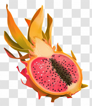Dragonfruit - Sliced Dragon Fruit With Vibrant Colors Transparent PNG