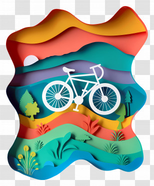 World Bicycle Day - Colorful Bicycle In Mountain Scenery Transparent PNG