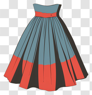 Skirt - Vintage Dress In Red And Teal Retro Style Transparent PNG