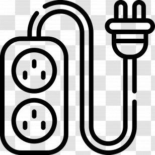 Electrical Socket - Black And White Power Strip Icon Transparent PNG