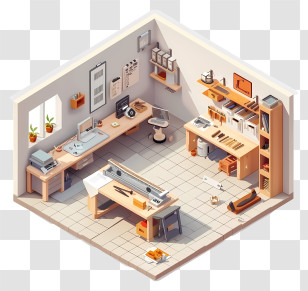 Workshop - Modern Office Workspace With Clean Design Transparent PNG