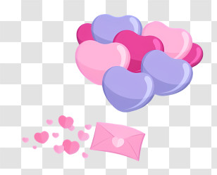 Love - Colorful Heart Balloons And Love Letter Transparent PNG