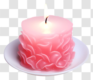 Minimalized Flat Vector Illustrate - Pink Ruffled Decorative Candle Transparent PNG