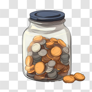 World Thrift Day - Jar Containing Gold And Silver Coins Illustration Transparent PNG