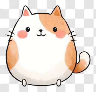 Chubby Cartoon Cat - Round Kawaii Cat Illustration Transparent PNG