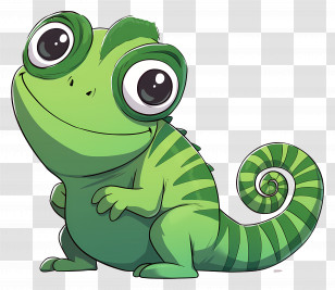 Pascal - Cute Cartoon Green Chameleon Transparent PNG
