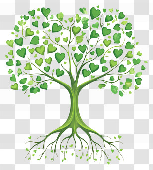 Tree With Roots - Tree With Heart-Shaped Leaves Illustration Transparent PNG