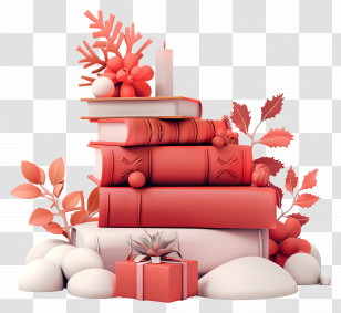Animated Books - Festive Book And Decoration Arrangement Transparent PNG