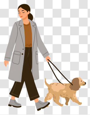 Woman Walking Dog - Woman Walking Her Dog Outdoors Transparent PNG
