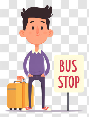 Businessman Waiting Bus - Traveler Waiting At Bus Stop Transparent PNG