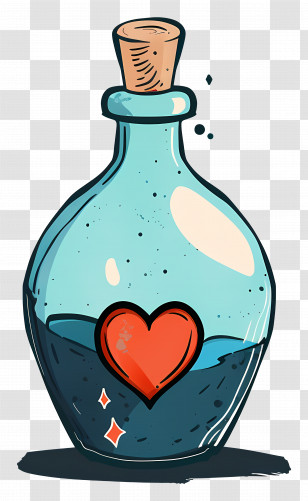 Cartoon Potion - Cute Bottle Illustration With Heart Symbol Transparent PNG