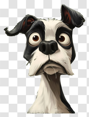 Cartoon Dog - Black And White Dog With Curious Look Transparent PNG