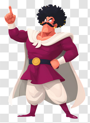 Mr Satan - Afro Supervillain In Purple Cape Transparent PNG