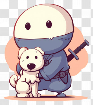Cute Cartoon Ninja - Ninja And Dog Duo Transparent PNG