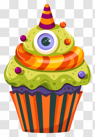 Halloween Cupcake - Monster Eye Cupcake Cartoon Illustration Transparent PNG