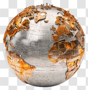 Global Warming - Metallic Globe Transparent PNG