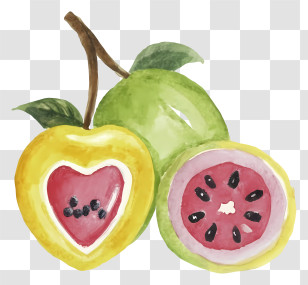 Cartoon - Heart-Shaped Fruit With Seeds Transparent PNG