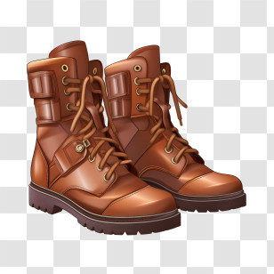 Boots - Brown Lace-up Boots Illustration Transparent PNG
