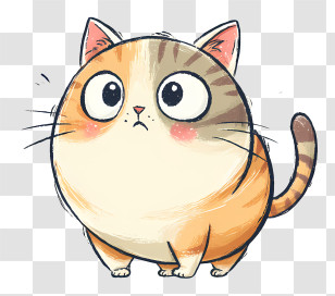 Confused Cat - Cute Cartoon Cat Illustration Transparent PNG