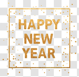 Happy New Year - Gold Happy New Year Banner Transparent PNG