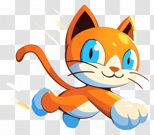 Scratch Cat - Cartoon Orange Cat With Playful Expression Transparent PNG