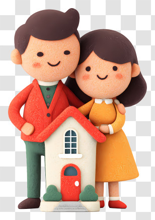 Couple With Mortgage Loan - Small Cute Doodle House Transparent PNG