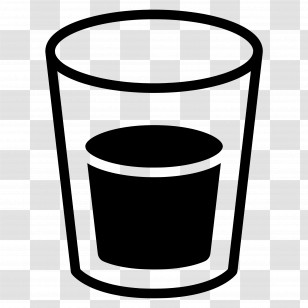 Water Cup - Minimalist Glass With Beverage Icon In Black And White Transparent PNG