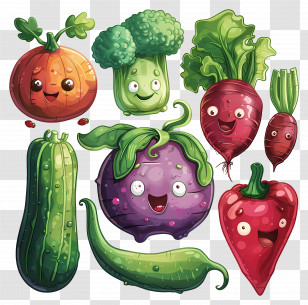 Cute Vegetables - Smiling Vegetable Animation Art Transparent PNG