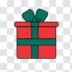 Icon - Christmas Gift Box With Green Bow Transparent PNG