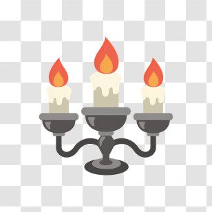 Candles - Classic Candelabra With Lit Wax Candles Transparent PNG