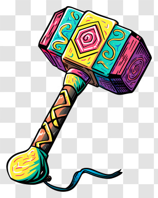 Hammer - Colorful Hammer With Patterns Transparent PNG