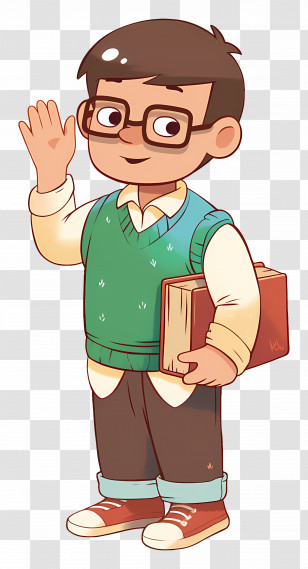 Male Teacher - Cartoon Boy Holding Books Illustration Transparent PNG
