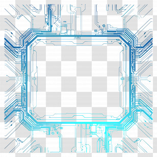 Blue Rectangle Outline - Blue Circuitry Frame Design Transparent PNG