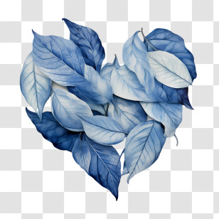 Blue Leaves - Blue Leaf Heart Design For Nature Themes Transparent PNG