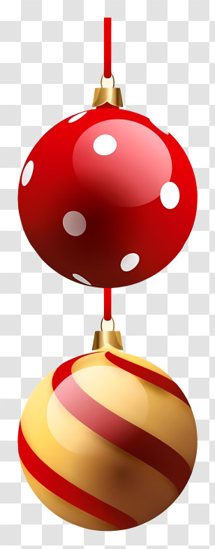 Red And Yellow Ornament - Red And Gold Christmas Ornaments Transparent PNG