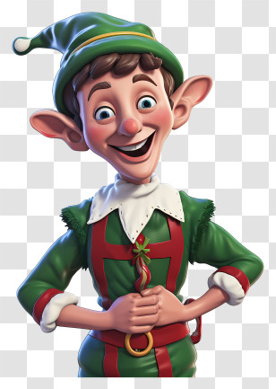 Keywords - Cheerful Christmas Elf Illustration Transparent PNG