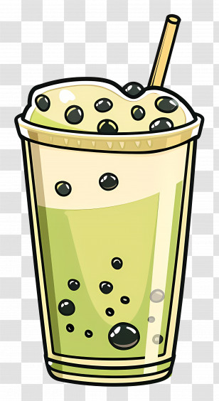 Matcha Bubble Tea - Green Bubble Tea Cup With Boba Pearls Transparent PNG
