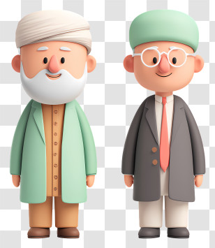 Islamic Business People - Two Cartoon Men Transparent PNG