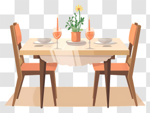 Dining Table Set - Cozy Dining Table Setup Transparent PNG