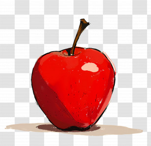 Cartoon Apple - Red Apple Illustration In Artistic Style Transparent PNG